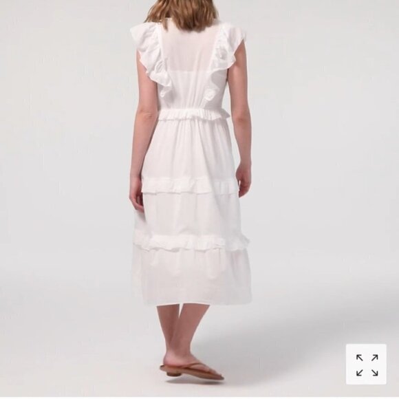 J. Crew Ruffle sleeve cotton voile dress AX318 M WHITE - Picture 2 of 7